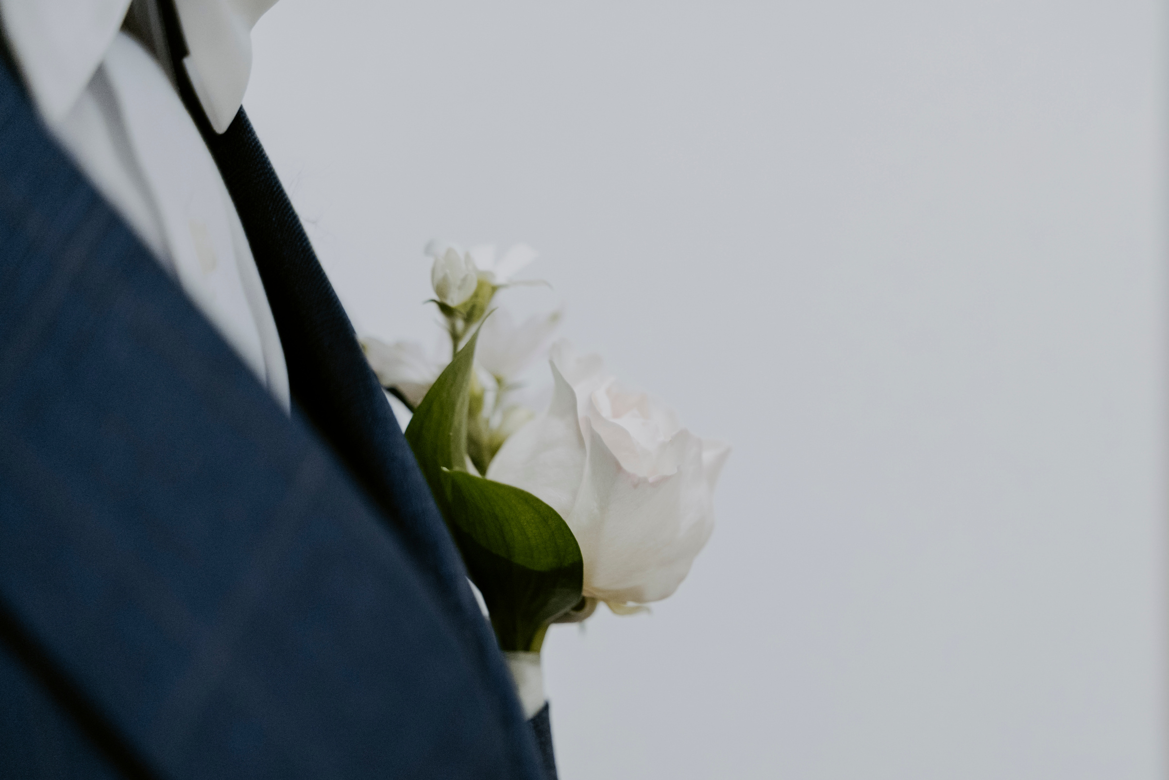 Groom with White Boutonniere